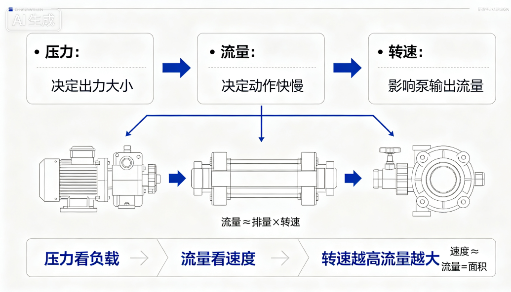 压力:由负载决定,代表系统出力能力