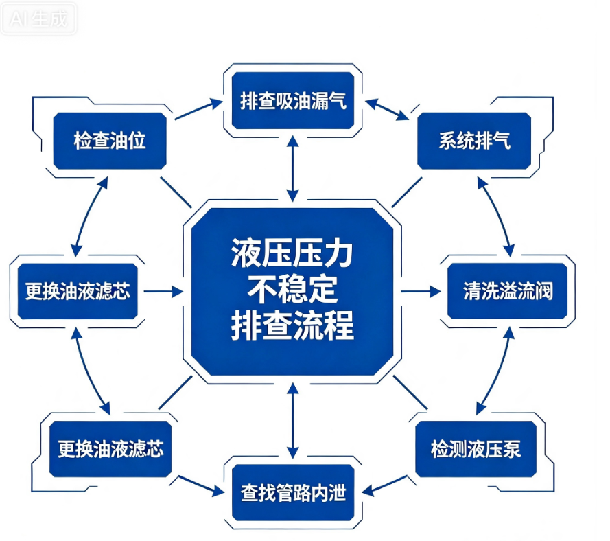 液压压力不稳定排查流程
