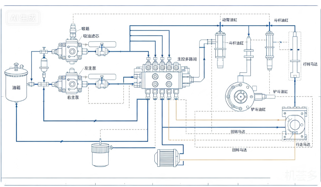 双泵负流量液压原理图